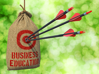 Image showing Business Education - Arrows Hit in Red Mark Target.