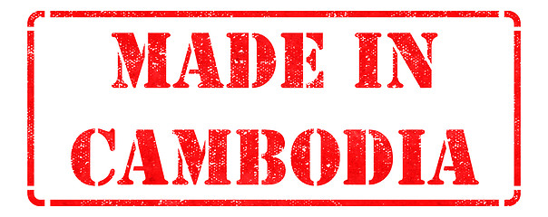 Image showing Made in Cambodia - inscription on Red Rubber Stamp.