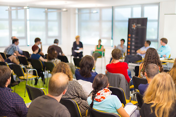 Image showing Round table discussion at Business convention.