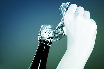 Image showing Opening champagne bottle