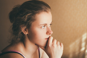 Image showing Young Pensive Teen Girl