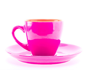 Image showing Pink Color Cup On Plate