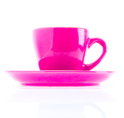 Image showing Pink Color Cup On Plate