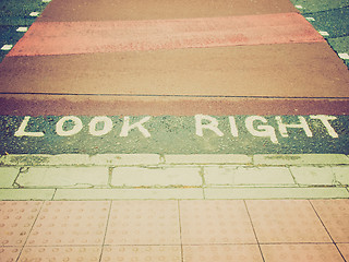 Image showing Retro look Look Right sign