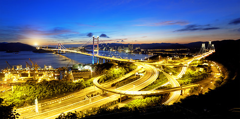 Image showing tsing ma bridge sunset