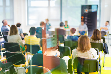 Image showing Round table discussion at Business convention.