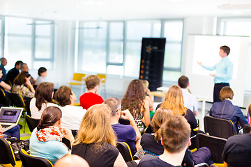 Image showing Speaker at Business convention and Presentation.