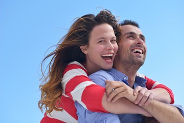 Image showing happy young romantic couple have fun relax