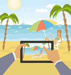 Image showing Vector Outdoors Cartoon Sea Landscape