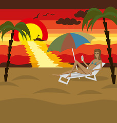 Image showing Vector Outdoors Cartoon Sea Landscape