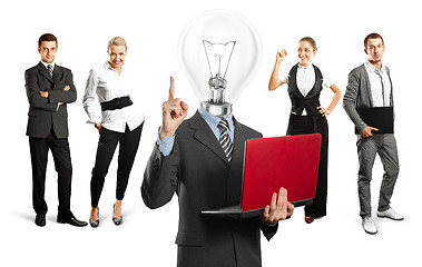 Image showing Business Team With Lamp Head