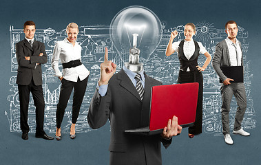 Image showing Business Team With Lamp Head