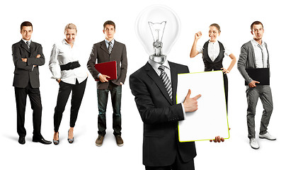 Image showing Business Team With Lamp Head