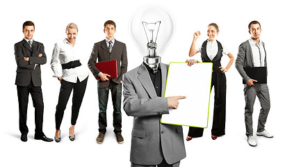 Image showing Business Team With Lamp Head