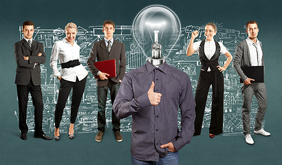 Image showing Business Team With Lamp Head