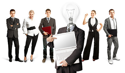 Image showing Business Team With Lamp Head