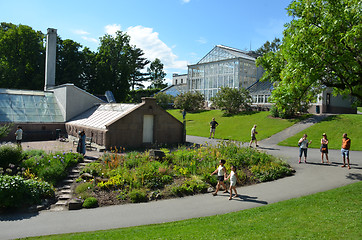 Image showing Greenhouses at the University Botanical Garden in