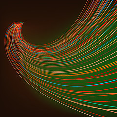 Image showing Colorful lines on dark green background. EPS 8