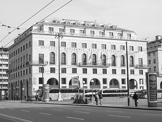 Image showing Black and white Palazzo INPS in Genoa