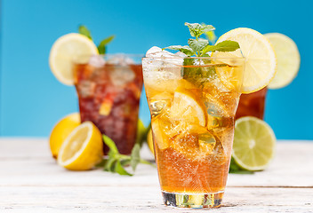 Image showing Glass of ice tea