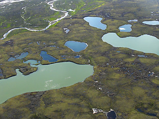 Image showing Aerial view on tundra landscape