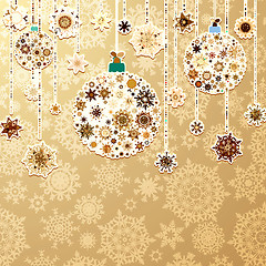 Image showing Christmas gold with baubles. EPS 8