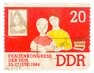 Image showing Postcard printed in the GDR shows Women's Congress