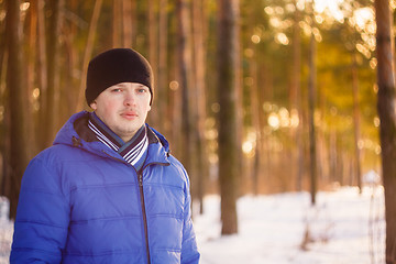 Image showing Handsome Man In Winter Forest