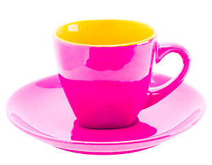 Image showing Pink Color Cup On Plate