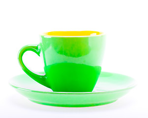 Image showing Green Color Cup On Plate