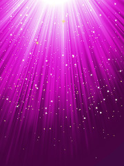 Image showing Stars are falling on purple luminous rays. EPS 8