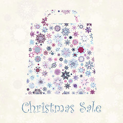 Image showing Bag For Shopping With snowflakes. EPS 8