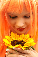 Image showing sunfower girl