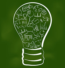 Image showing Concept of bulb with set school icons