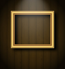 Image showing Vintage picture frame on wooden wall