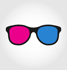 Image showing 3d glasses red and blue on white  background