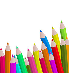 Image showing Set colorful pencils on white background