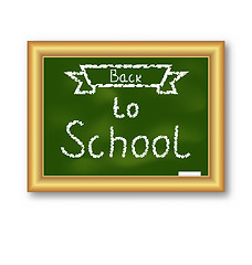 Image showing School blackboard with text, on white background