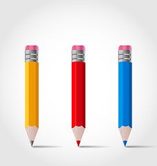 Image showing Set colorful wooden pencils with shadows