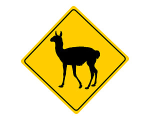 Image showing Guanaco warning sign