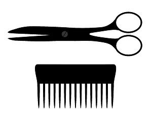 Image showing Scissors and comb