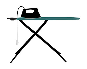 Image showing Ironing board and electric iron