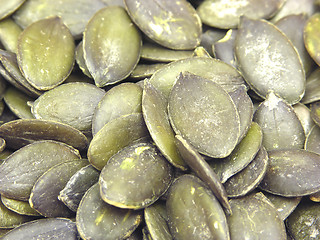 Image showing A lot of pumpkin seeds in a close-up view