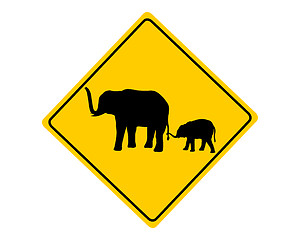 Image showing Elephants warning sign