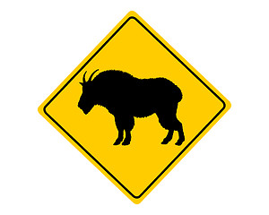 Image showing Mountai9n goat warning sign