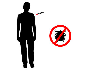 Image showing Black silhouette of woman gets an immunization against ticks