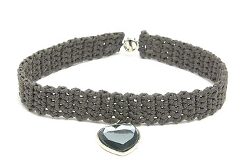 Image showing Handworked crocheted collar with pendant of heart