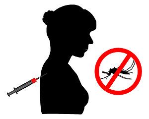 Image showing Black silhouette of woman gets an immunization