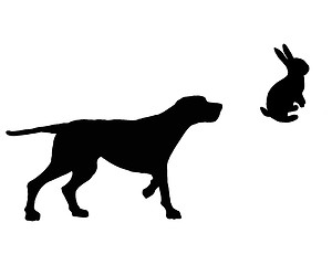 Image showing Illlustration of a setter who traces a bunny 