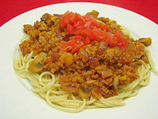 Image showing Bulgur wheat groats with noodles and tomatoes